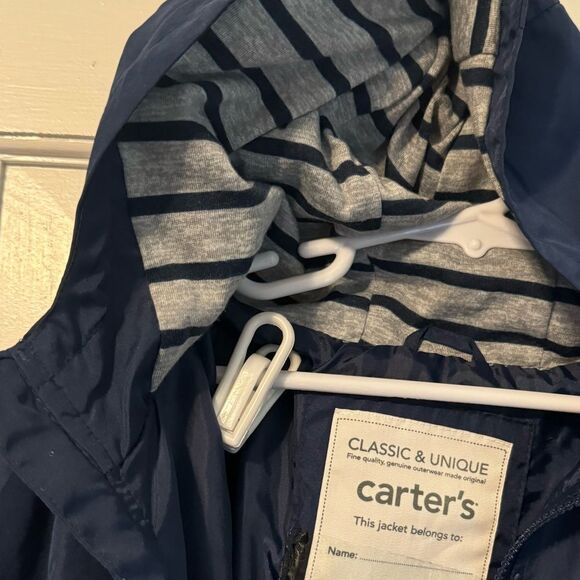 Like New Kids 5T Carters Windbreaker w/cozy striped hood.All Season,all weather. - Picture 5 of 10